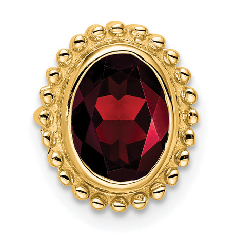 10k Yellow Gold Cocktail Ring with Oval Garnet, Beaded Border, Vintage Style