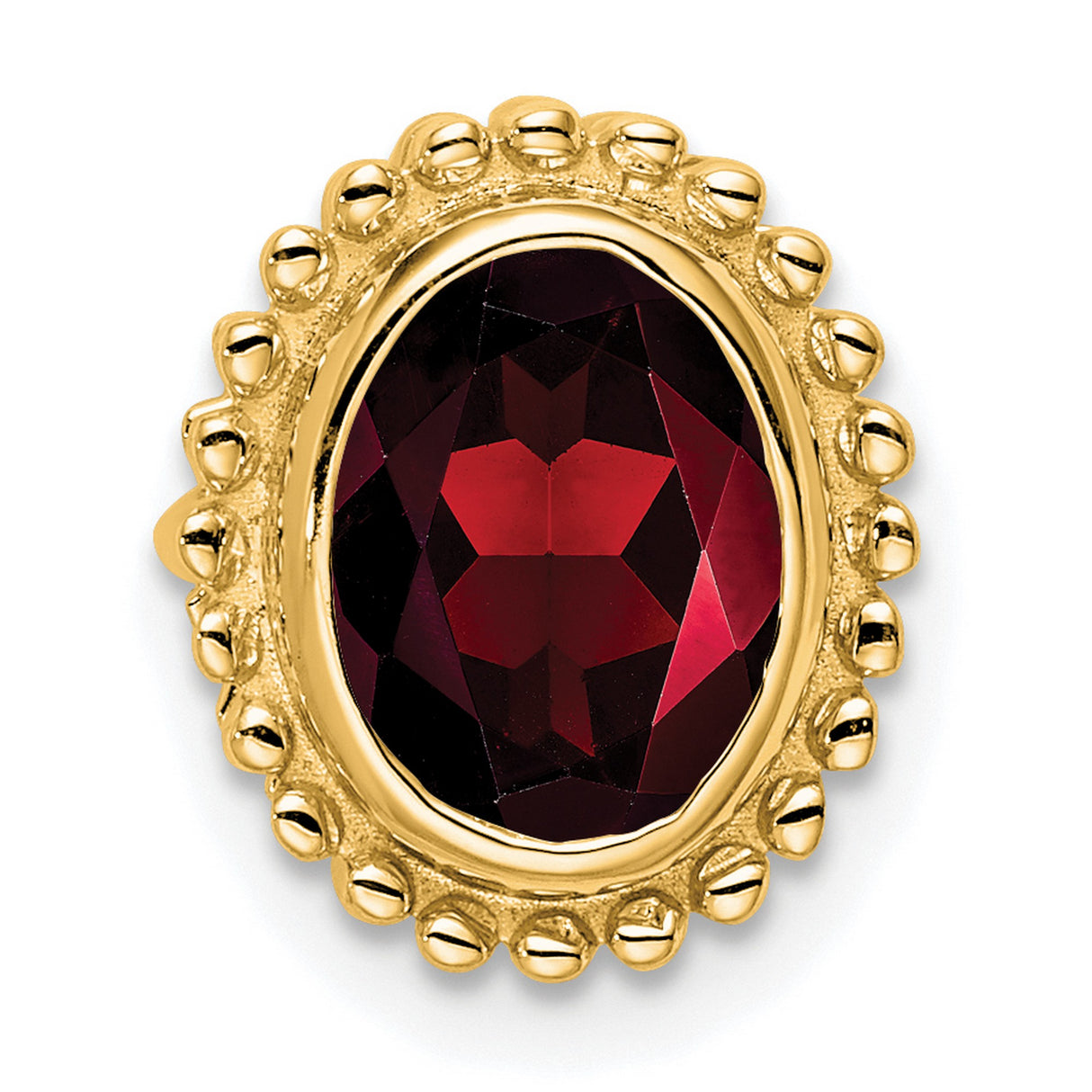 14k Yellow Gold Ring with Garnet, Beaded Bezel Setting, Vintage Style Cocktail Jewelry