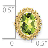 10k Yellow Gold Ring with Oval Peridot, Vintage Style with Textured Beaded Border