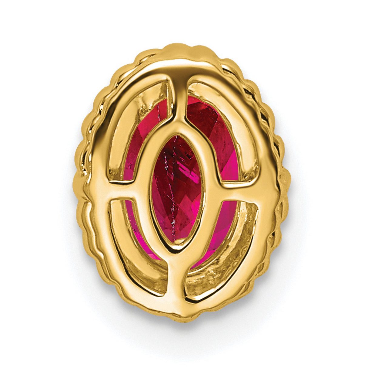 14k Yellow Gold Ruby Pendant with Vintage Beaded Frame Design for Women