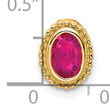 14k Yellow Gold Ruby Pendant with Vintage Beaded Frame Design for Women