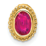 14k Yellow Gold Ruby Pendant with Vintage Beaded Frame Design for Women