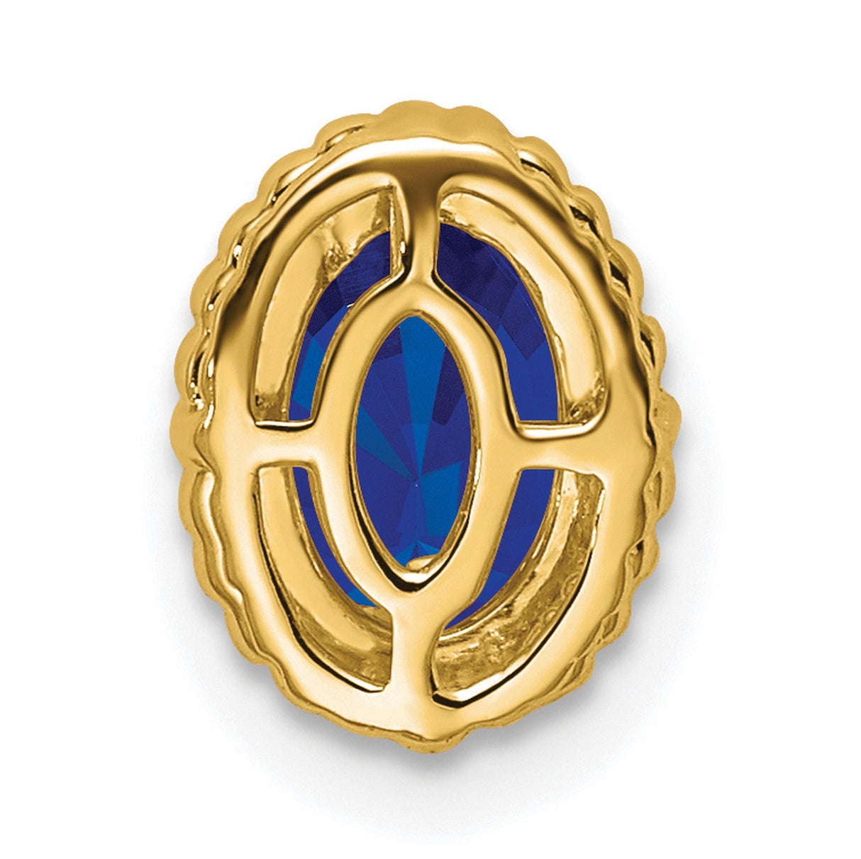 14k Yellow Gold Pendant with Oval Sapphire in Textured Bezel Setting, Vintage Style Jewelry