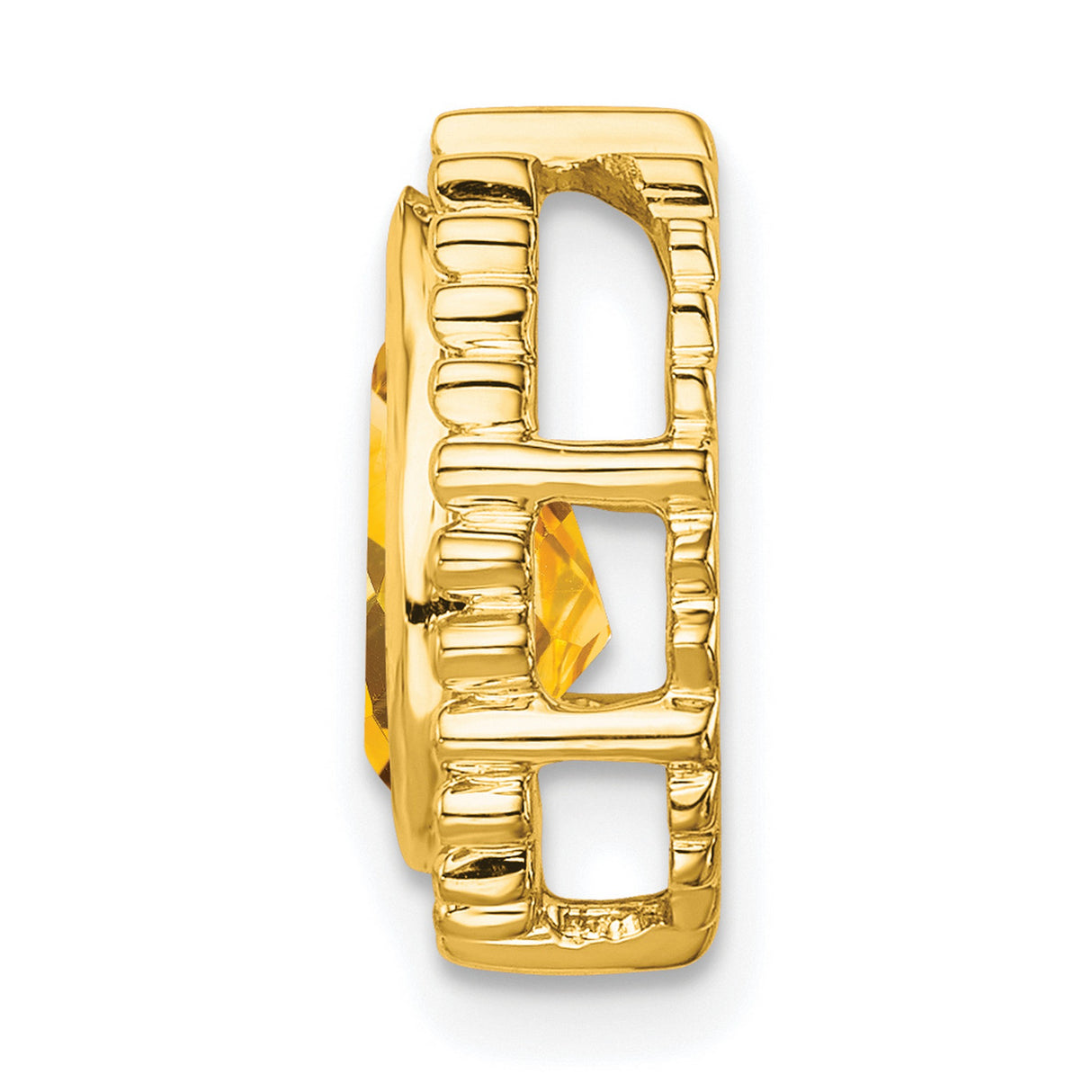 14k Yellow Gold Citrine Teardrop Stud Earrings with Faceted Gemstone and Beaded Border