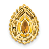 14k Yellow Gold Citrine Teardrop Stud Earrings with Faceted Gemstone and Beaded Border