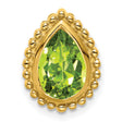 14k Yellow Gold Peridot Stud Earrings, Pear Shaped with Beaded Border, August Birthstone Jewelry
