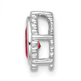 14k White Gold Teardrop Pendant with Ruby, Beaded Border, Elegant Drop Jewelry for Women