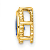 14k Yellow Gold Teardrop Pendant with Sapphire, Beaded Border Design for Women