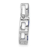 14k White Gold Pendant with Marquise Blue Sapphires and Diamond Accents in Open Floral Circle Design