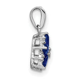 14k White Gold Floral Pendant with Marquise Cut Blue Sapphires and Diamond Accents