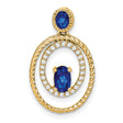 14k Yellow Gold Pendant with Oval Sapphire and Twisted Double Oval Design for Women