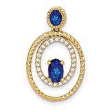 14k Yellow Gold Pendant with Oval Sapphire and Twisted Double Oval Design for Women