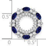 14k White Gold Wreath Brooch with Marquise Blue Sapphires and Round Diamonds