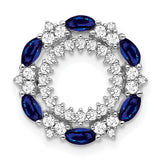 14k White Gold Wreath Brooch with Marquise Blue Sapphires and Round Diamonds