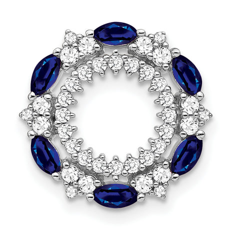 14k White Gold Wreath Brooch with Marquise Blue Sapphires and Round Diamonds