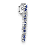 14k White Gold Sunburst Pendant with Sapphire and Diamond, Celestial Circle Design for Women