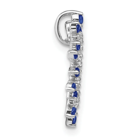 14k White Gold Sunburst Pendant with Sapphire and Diamond, Celestial Circle Design for Women