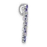 14k White Gold Circular Pendant with Tanzanite and Diamond Sunburst Halo Design