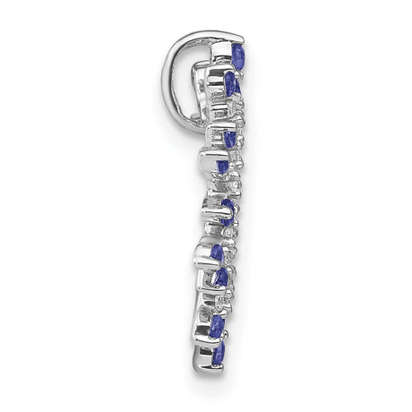 14k White Gold Circular Pendant with Tanzanite and Diamond Sunburst Halo Design