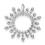 14k White Gold Circular Pendant with Tanzanite and Diamond Sunburst Halo Design