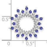 14k White Gold Circular Pendant with Tanzanite and Diamond Sunburst Halo Design
