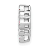14k White Gold Pendant with Pear Shaped Ruby and Diamond, Floral Inspired Design for Women