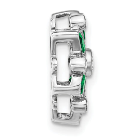 14k White Gold Pendant with Marquise and Pear-Cut Emeralds, Floral Design