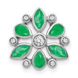 14k White Gold Pendant with Marquise and Pear-Cut Emeralds, Floral Design
