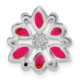 14k White Gold Floral Slide Charm with Marquise and Teardrop Ruby Gemstones