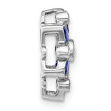 14k White Gold Pendant with Marquise and Pear Blue Sapphires, Floral Design, Diamond Accents