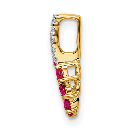 14k Yellow Gold Pendant with Ruby Cluster in Floral Vine Design for Women