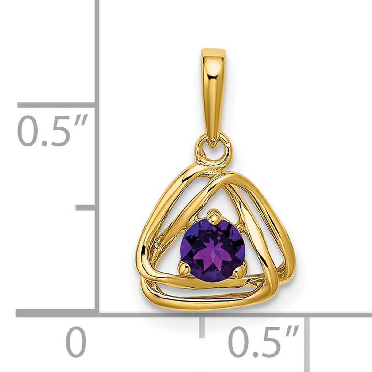 14k Yellow Gold Triquetra Pendant with Amethyst, Celtic Knot Spiritual Charm