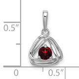 14k White Gold Triquetra Pendant with Garnet, Celtic Trinity Knot Symbol Jewelry for Women
