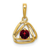 14k Yellow Gold Celtic Triquetra Pendant with Round Garnet Centerpiece