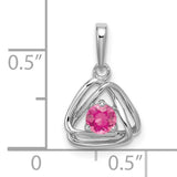 14k White Gold Celtic Trinity Knot Pendant with Pink Tourmaline Gemstone for Women