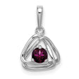 14k White Gold Trinity Knot Pendant with Rhodolite Garnet, Celtic Triquetra Design for Women