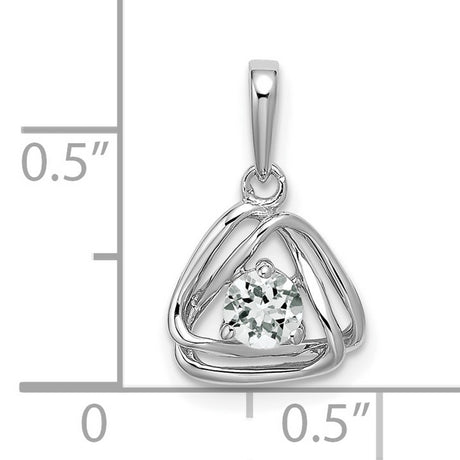 14k White Gold Triquetra Pendant with White Topaz, Celtic Inspired Spiritual Jewelry