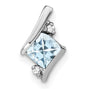Sterling Silver Pendant with Aquamarine and Diamond Accents, Modern Minimalist Design