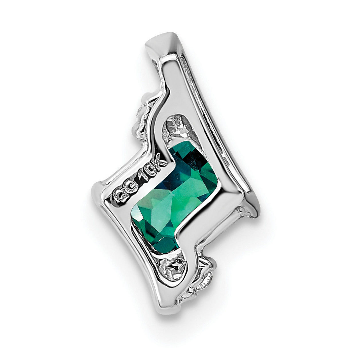 10k White Gold Pendant with Lab Created Alexandrite and Diamond, Cushion Design