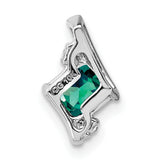 10k White Gold Pendant with Lab Created Alexandrite and Diamond, Cushion Design