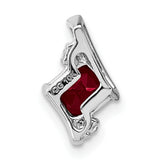 10k White Gold Pendant with Lab Created Ruby and Diamond Accents, Modern Minimalist Design
