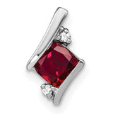 10k White Gold Pendant with Lab Created Ruby and Diamond Accents, Modern Minimalist Design