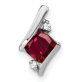 Sterling Silver Pendant with Lab Created Ruby and Diamond Accents, Curved Modern Design