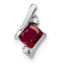 Sterling Silver Pendant with Lab Created Ruby and Diamond Accents, Curved Modern Design