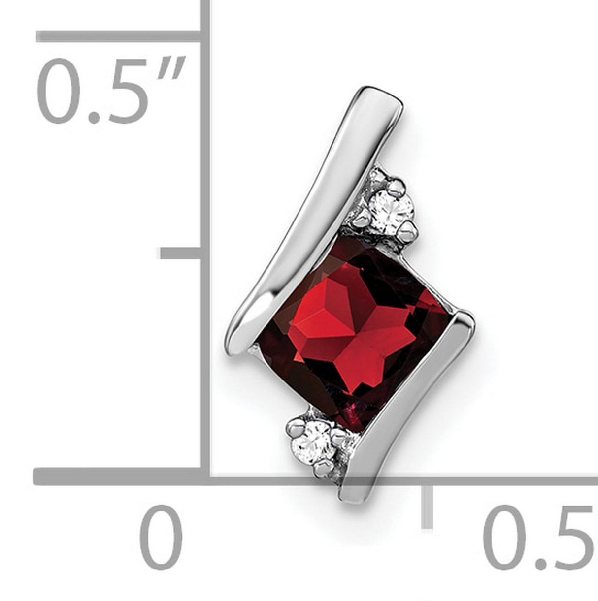 10k White Gold Pendant with Cushion Cut Garnet and Diamond Accents, Modern Birthstone Jewelry