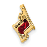 Cushion Garnet and Diamond Chain Slide Charm Pendant in Real 10k Yellow Gold