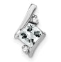 10k White Gold Pendant with Square Cut Lab Created Sapphire and Diamond Accents, Modern Design
