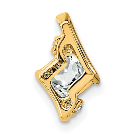 10k Yellow Gold Cushion White Topaz Diamond Pendant