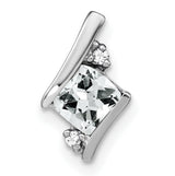 Sterling Silver Pendant with Lab Created Sapphire and Diamond Accents, Modern Minimalist Design