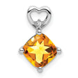14k White Gold Citrine Pendant with Diamond Accent, Open Heart Slide Design for Women